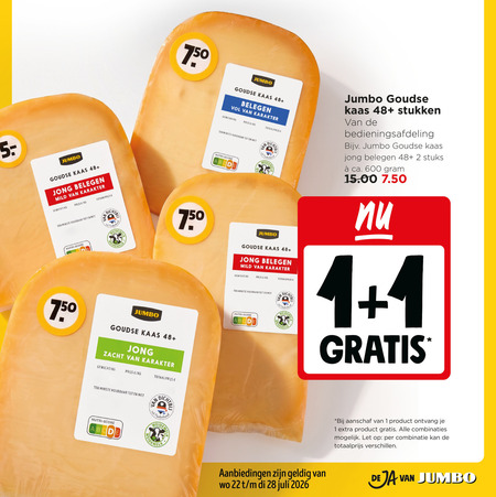 kaas 1 2 5 22 28 600 750 jumbo goudse 48 jong belegen mild karakter gewicht houdbaar nutri score abc jan weiden stukken bedieningsafdeling stuks ca. zacht nederland aanschaf combinaties let combinatie folder aanbieding bij Jumbo
