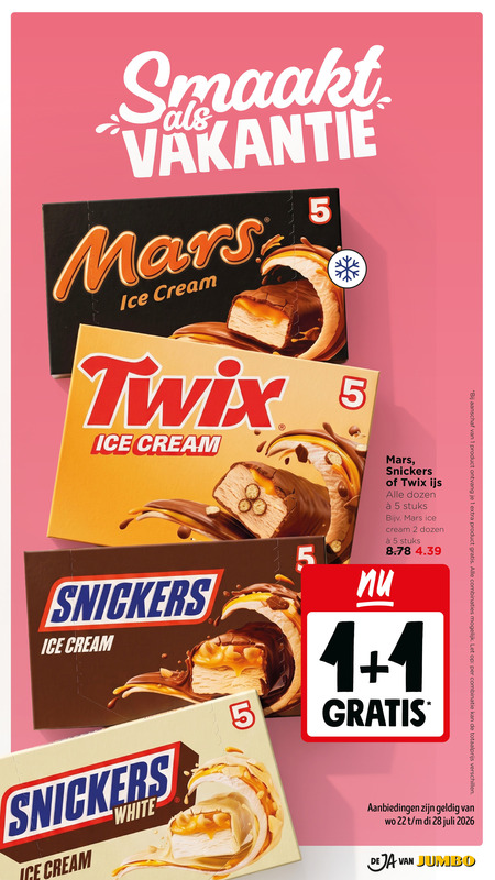 Snickers   ijsreep folder aanbieding bij  Jumbo - details