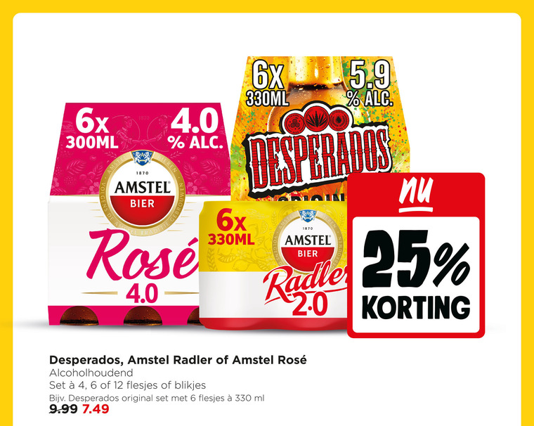 amstel desperados radler bier speciaalbieren 4 6 12 25 330 1870 6x 300ml 330ml original bieren rosee 2.0 blikjes ml folder aanbieding bij Jumbo Desperados radler bier, speciaalbier folder aanbieding bij Jumbo - details