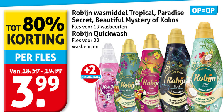 Robijn   wasmiddel folder aanbieding bij  Hoogvliet - details