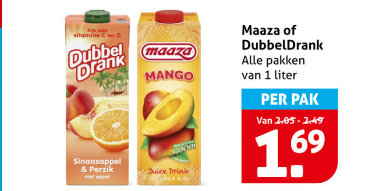 Dubbeldrank   fruitdrank folder aanbieding bij  Hoogvliet - details