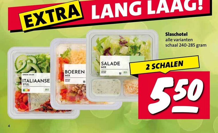 salade 2 lang laag groene italiaanse stijl boeren mix slaschotel schaal schalen folder aanbieding bij Nettorama