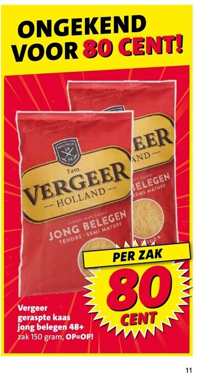 Vergeer   geraspte kaas folder aanbieding bij  Nettorama - details