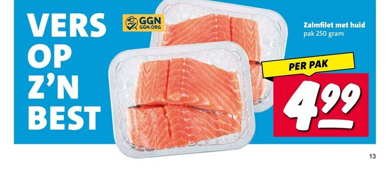 zalmfilet 13 250 vers best huid pak folder aanbieding bij Nettorama