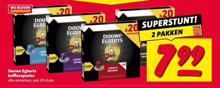 douwe egberts koffiecups 2 6 10 20 aluminium koffiecapsules pak stuks lungo original capsules pakken folder aanbieding bij Nettorama Douwe Egberts koffiecups folder aanbieding bij Nettorama - details