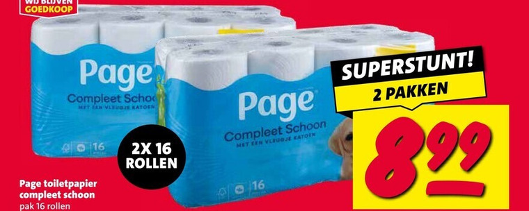 page toiletpapier 2 16 vleugje katoen schoon pak rollen 2x pakken folder aanbieding bij Nettorama Page toiletpapier folder aanbieding bij Nettorama - details