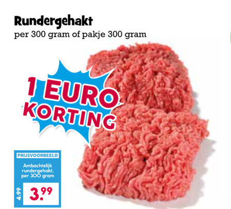 rundergehakt 1 300 pakje ambachtelijk 3.99 folder aanbieding bij Boons Markt