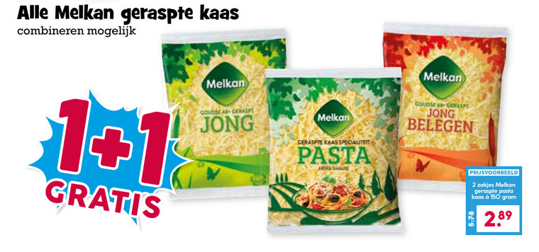 Melkan   geraspte kaas folder aanbieding bij  Boons&nbsp;Markt - details
