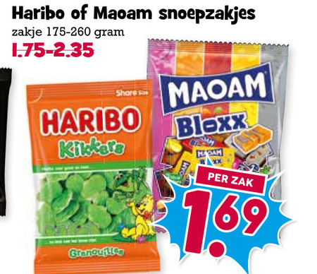 maoam haribo snoep snoepzakjes zakje share sa kikkers bloxx man zak folder aanbieding bij Boons Markt Haribo snoep folder aanbieding bij Boons Markt - details