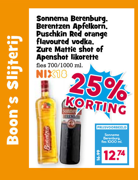 Sonnema   apfelkorn, berenburg folder aanbieding bij  Boons&nbsp;Markt - details
