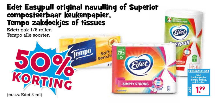 Edet   tissue, keukenpapier folder aanbieding bij  Boons&nbsp;Markt - details