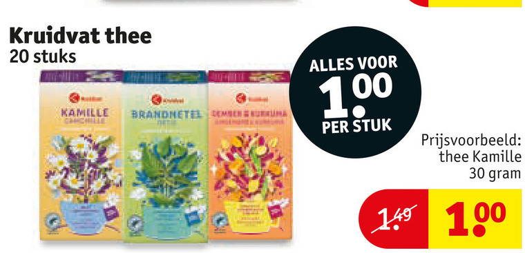 kruidvat huismerk thee 20 30 100 stuks kamille stuk folder aanbieding bij Kruidvat Kruidvat Huismerk thee folder aanbieding bij Kruidvat - details