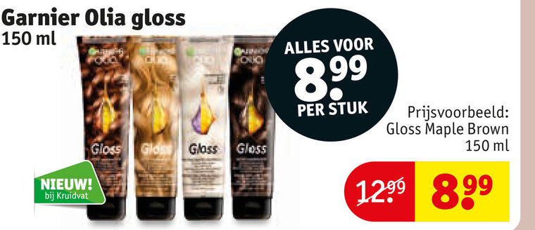 garnier olia haarkleuring 150 gloss ml kruidvat stuk maple brown folder aanbieding bij Kruidvat Garnier Olia haarkleuring folder aanbieding bij Kruidvat - details