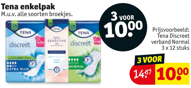tena lady incontinentieverband 3 12 1000 enkelpak soorten broekjes discreet sensitive norma verband normal stuks folder aanbieding bij Kruidvat Tena Lady incontinentieverband folder aanbieding bij Kruidvat - details