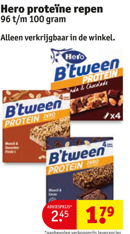 hero mueslirepen 96 100 repen protein chocolade x4 folder aanbieding bij Kruidvat Hero mueslireep folder aanbieding bij Kruidvat - details