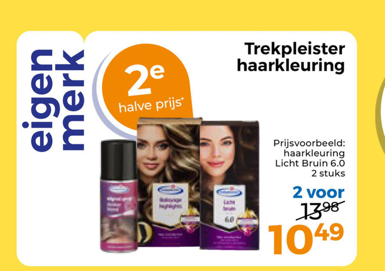 haarkleuring 2 60 merk halve trekpleister licht bruin stuks folder aanbieding bij Trekpleister