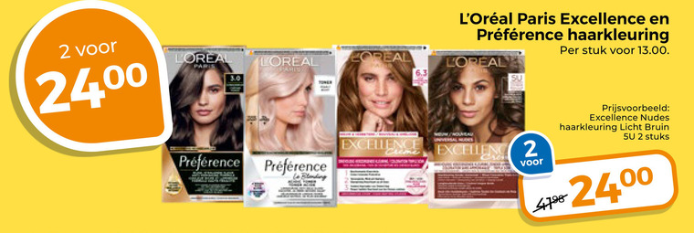 haarkleuring 2 loreal paris excellence stuk nudes licht bruin stuks folder aanbieding bij Trekpleister