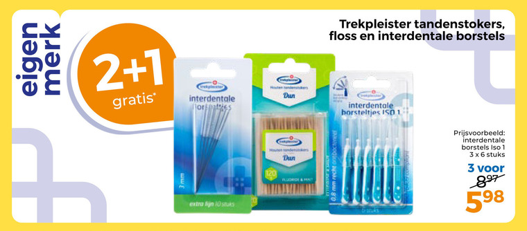 Trekpleister Huismerk   tandenstokers, interdentale ragers folder aanbieding bij  Trekpleister - details