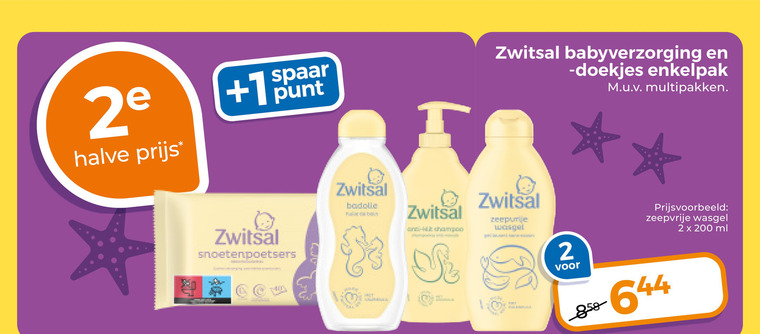 Zwitsal   babyverzorging, babyshampoo folder aanbieding bij  Trekpleister - details