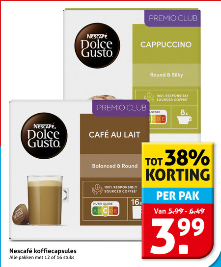 Nescafe   dolce gusto capsules folder aanbieding bij  Hoogvliet - details