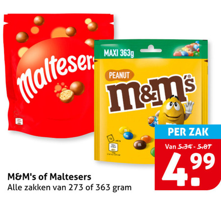maltesers m en ms chocolade malteser maxi peanut zakken zak folder aanbieding bij Hoogvliet Maltesers chocolade folder aanbieding bij Hoogvliet - details