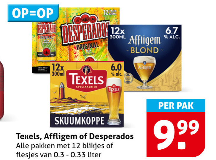 desperados texels affligem speciaalbieren 12 original 12x 300ml speciaalbier skuumkoppe pakken blikjes liter pak folder aanbieding bij Hoogvliet Affligem speciaalbier folder aanbieding bij Hoogvliet - details