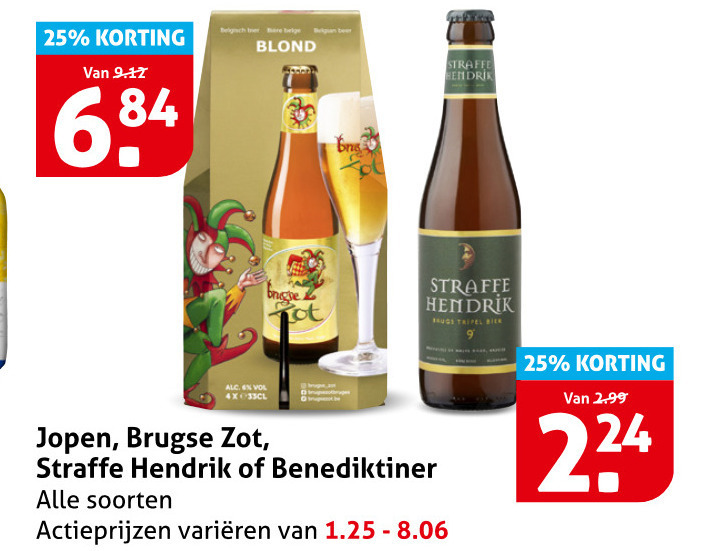 straffe hendrik benediktiner brugse zot jopen speciaalbieren 6 25 bier belge belgian beer blond tripel soorten varieeren folder aanbieding bij Hoogvliet Jopen speciaalbier folder aanbieding bij Hoogvliet - details
