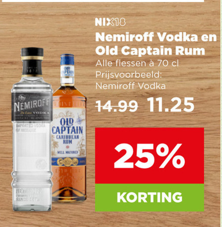 old captain rum wodka 25 nix18 vodka flessen imported wellness grape since caribbean well matured folder aanbieding bij Plus Old Captain wodka, rum folder aanbieding bij Plus - details