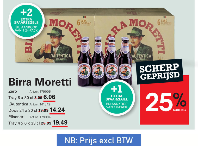 Birra Moretti   blikje bier folder aanbieding bij  Sligro - details