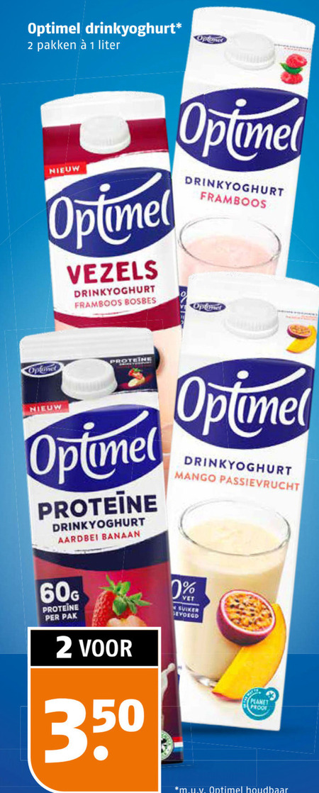 Optimel   drinkyoghurt folder aanbieding bij  Poiesz - details