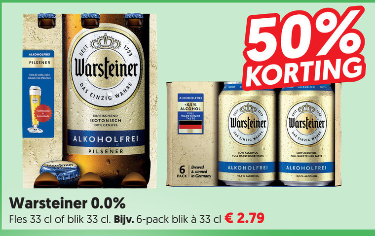 Warsteiner   alcoholvrij bier folder aanbieding bij  Dekamarkt - details