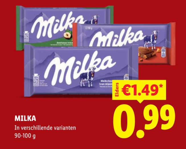 Milka   chocolade folder aanbieding bij  Lidl - details