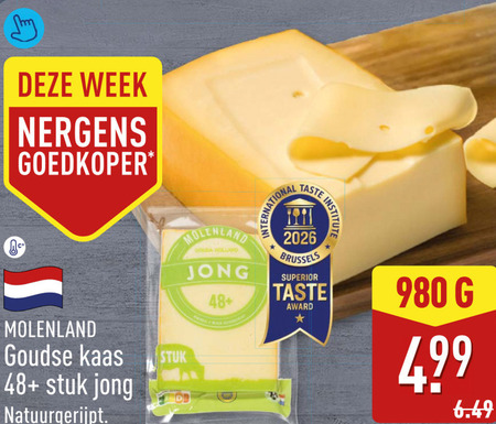 kaas lm week goedkoper molenland holland jong 48 goudse stuk natuurgerijpt folder aanbieding bij Aldi