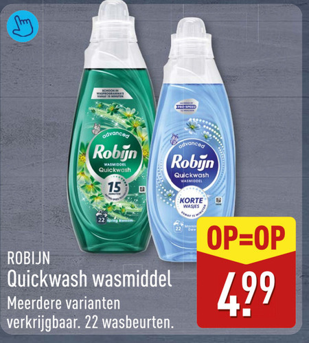 robijn wasmiddel 15 22 schoon minuten advanced quickwash spring blossom meerdere wasbeurten korte wasjes folder aanbieding bij Aldi Robijn wasmiddel folder aanbieding bij Aldi - details