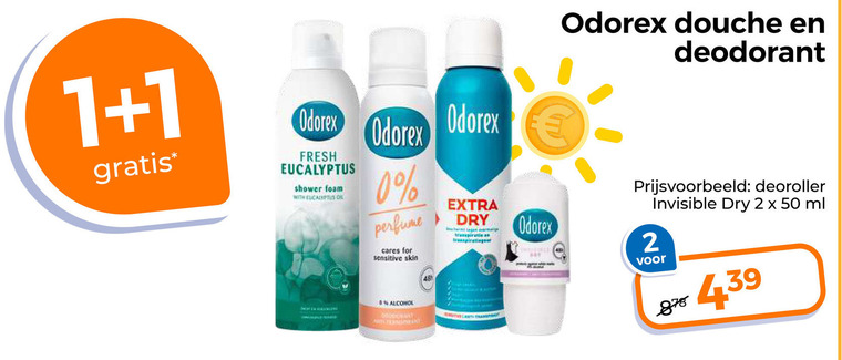 odorex deodorant douchegel 1 2 48 50 douche fresh eucalyptus shower foam with perfume cares for sensitive skin dry transpiratie bay deoroller invisible ml same alcohol folder aanbieding bij Trekpleister Odorex douchegel, deodorant folder aanbieding bij Trekpleister - details