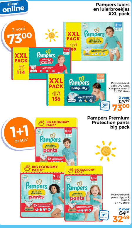 Pampers   luiers, luierbroekjes folder aanbieding bij  Trekpleister - details