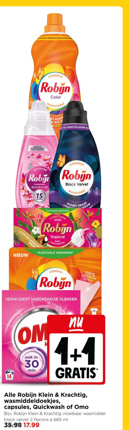 robijn wasmiddel 1 2 14 15 20 30 100 effectief korte koude schoon minuten classics color r natuur wa advanced quickwash pro speed black velvet lang collections verwijderen tropical wascapsules zwart oplosbaar doekje verwijdert hardnekkige vlekken min klein capsules omo vloeibaar ml folder aanbieding bij Jumbo Robijn wasmiddel folder aanbieding bij Jumbo - details
