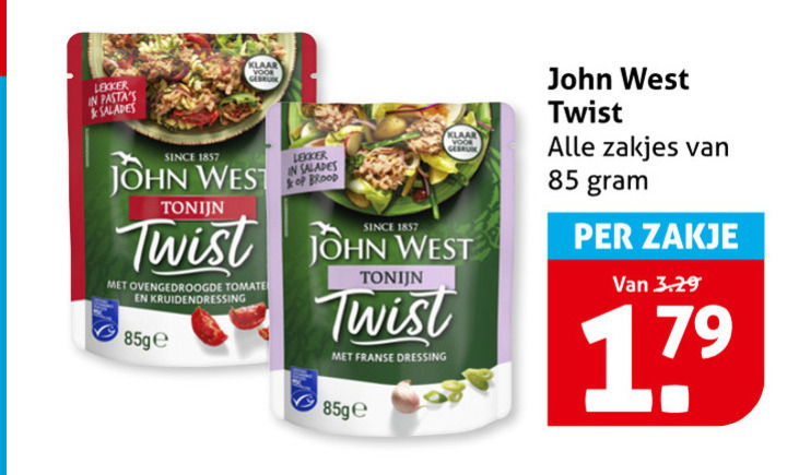 John West   tonijn in blik folder aanbieding bij  Hoogvliet - details