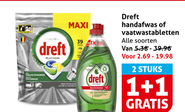 Dreft   afwasmiddel, vaatwasmiddel folder aanbieding bij  Hoogvliet - details