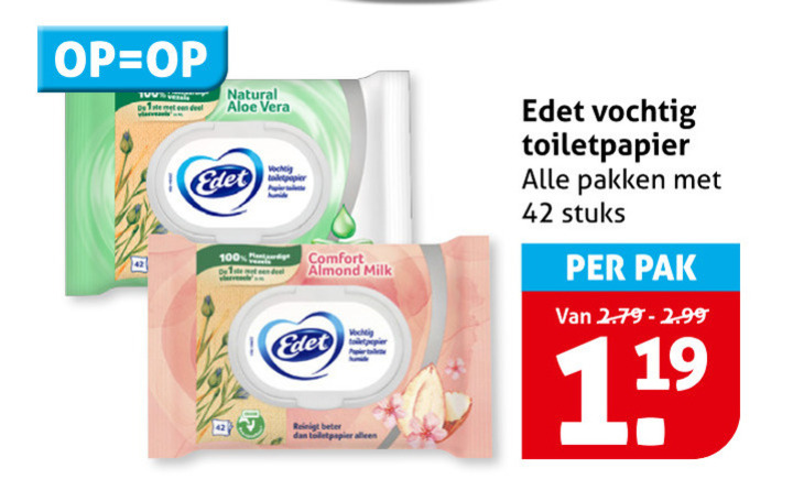 Edet   vochtig toiletpapier folder aanbieding bij  Hoogvliet - details
