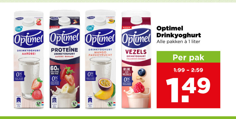 Optimel   drinkyoghurt folder aanbieding bij  Plus - details