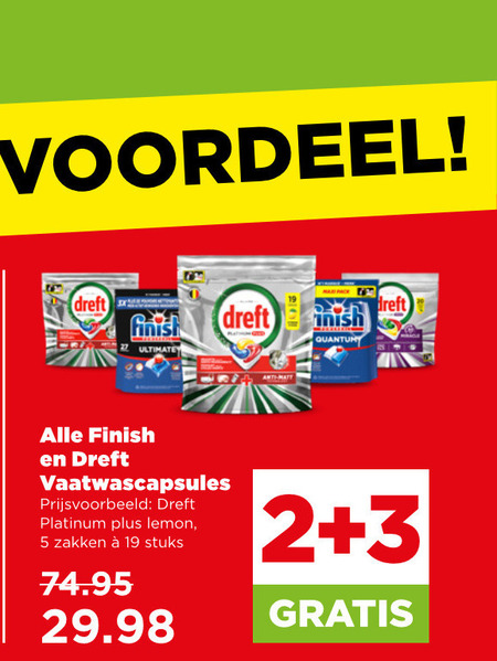 dreft finish vaatwasmiddel 2 3 5 19 voordeel ultimate vaatwascapsules platinum lemon zakken stuks folder aanbieding bij Plus Dreft vaatwasmiddel folder aanbieding bij Plus - details