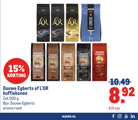 Douwe Egberts   koffiebonen folder aanbieding bij  Makro - details