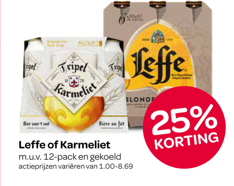karmeliet leffe speciaalbieren blikjes bier 12 16 25 30 opel tripel biere pack gekoeld varieeren folder aanbieding bij Spar Karmeliet speciaalbier, blikje bier folder aanbieding bij Spar - details