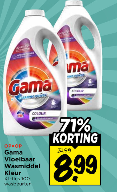 wasmiddel 100 power cleaning colour vloeibaar kleur xl fles wasbeurten folder aanbieding bij Vomar
