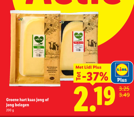 kaas 200 groene art belegen jong hollandse bereid hart folder aanbieding bij Lidl