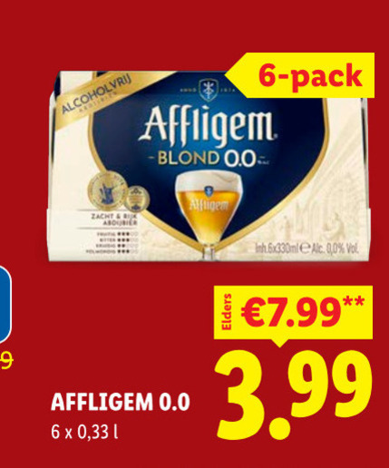 affligem speciaalbieren 6 pack blond 0.0 zacht rijk 33 l 3.99 folder aanbieding bij Lidl Affligem speciaalbier folder aanbieding bij Lidl - details