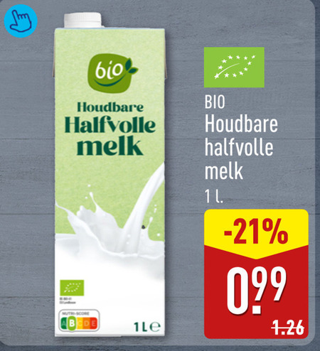 melkan melk 1 bio houdbare halfvolle nutri score l folder aanbieding bij Aldi Melkan melk folder aanbieding bij Aldi - details