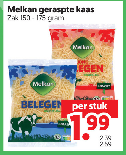 Melkan   geraspte kaas folder aanbieding bij  Dekamarkt - details
