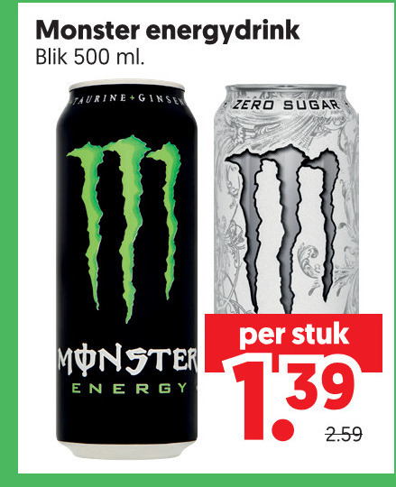monster energiedrank 500 energydrink blik ml taurine zero sugar energy stuk folder aanbieding bij Dekamarkt Monster energiedrank folder aanbieding bij Dekamarkt - details